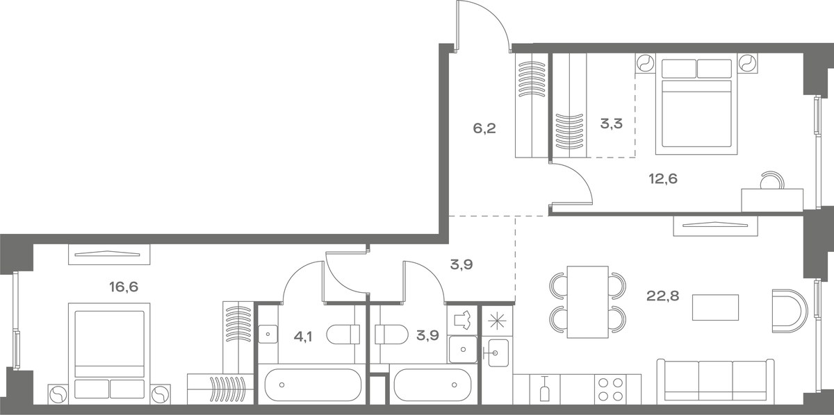Планировка 73.4 м²