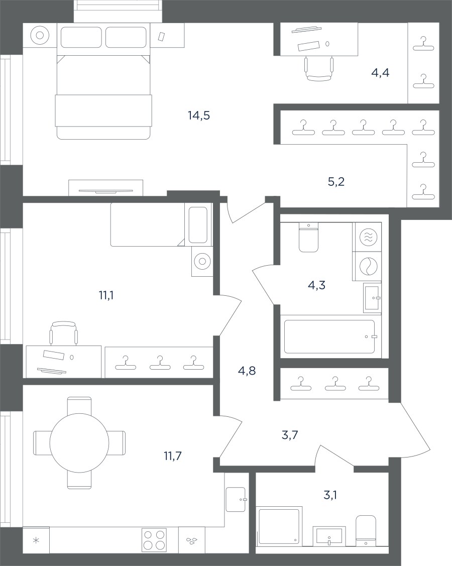 Планировка 63.1 м²