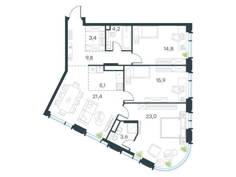 Планировка 101.2 м²