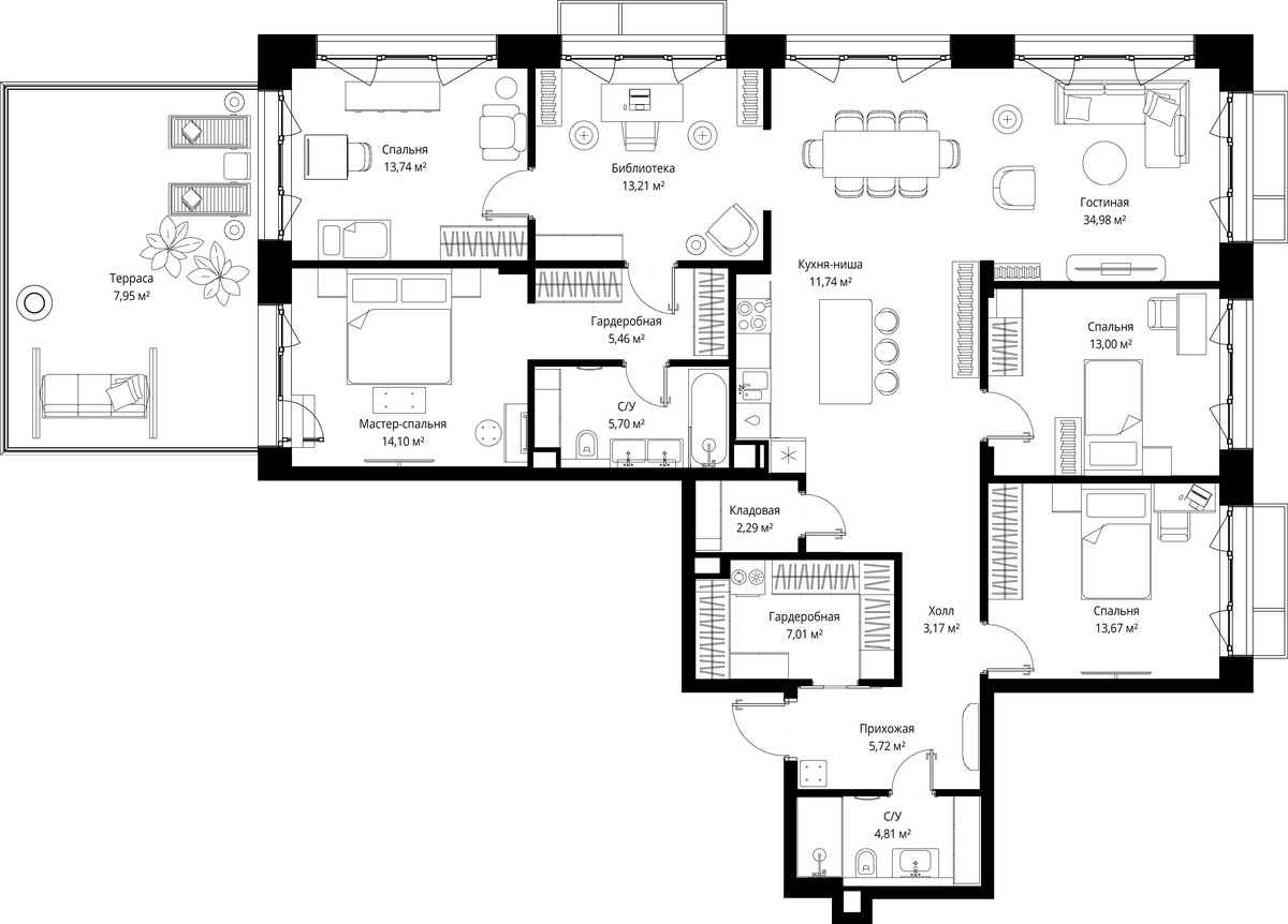 Планировка 156.55 м²