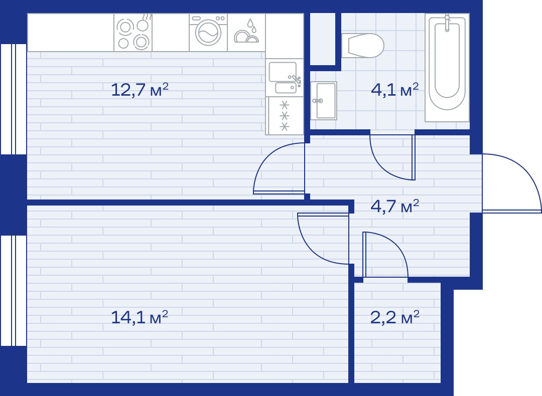 Планировка: 1-комнатная, 38.0 м²