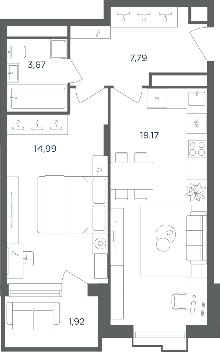 Планировка 47.4 м²
