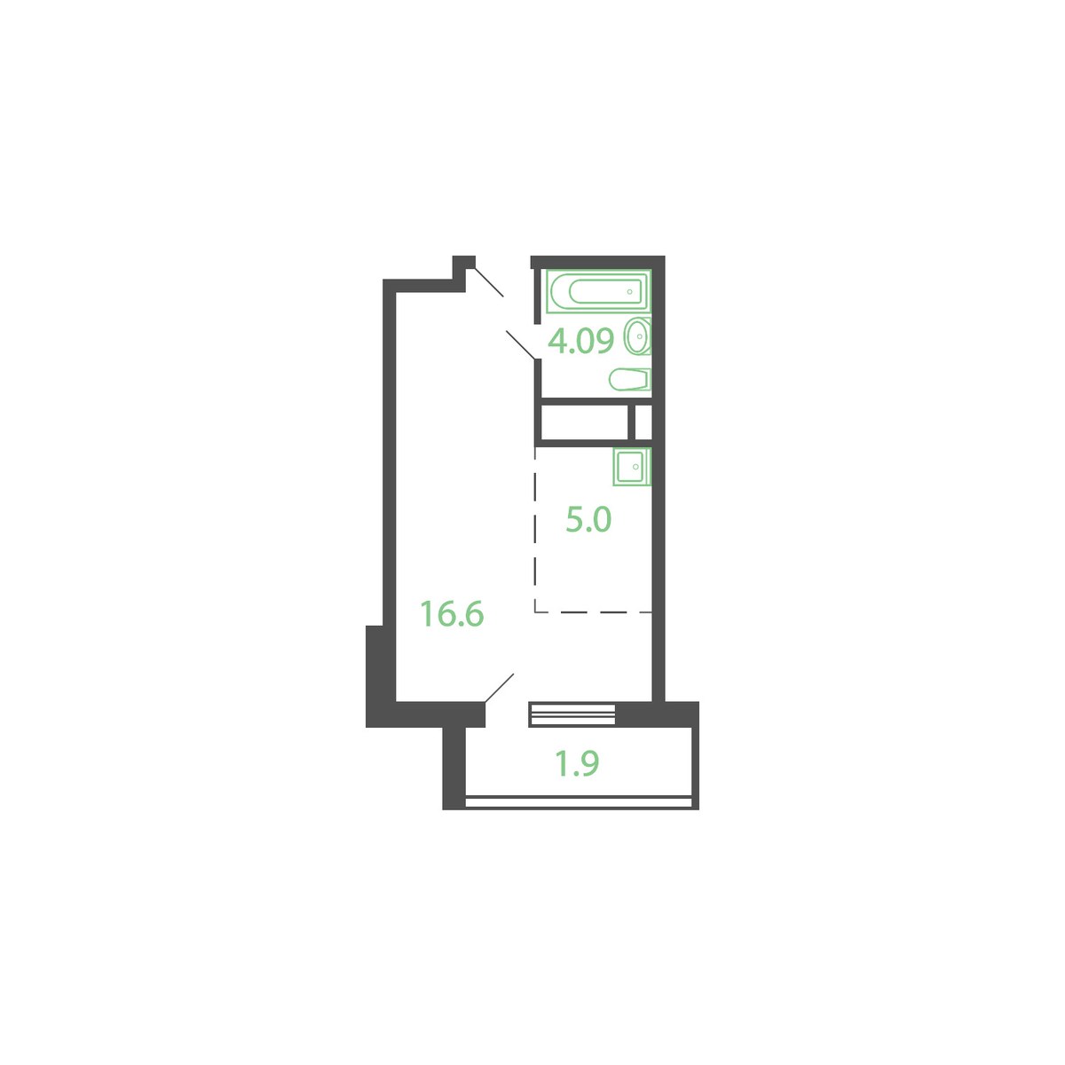Планировка 28.3 м²