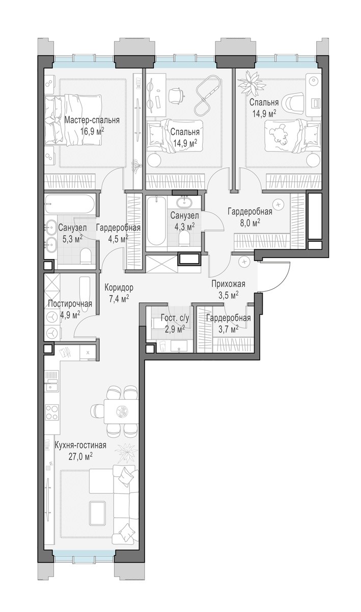 Планировка 118.8 м²