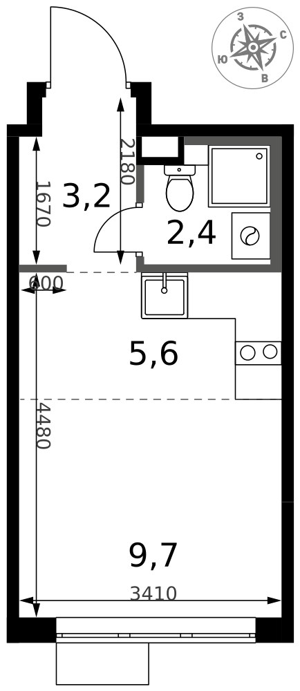Планировка: Студия, 20.9 м²