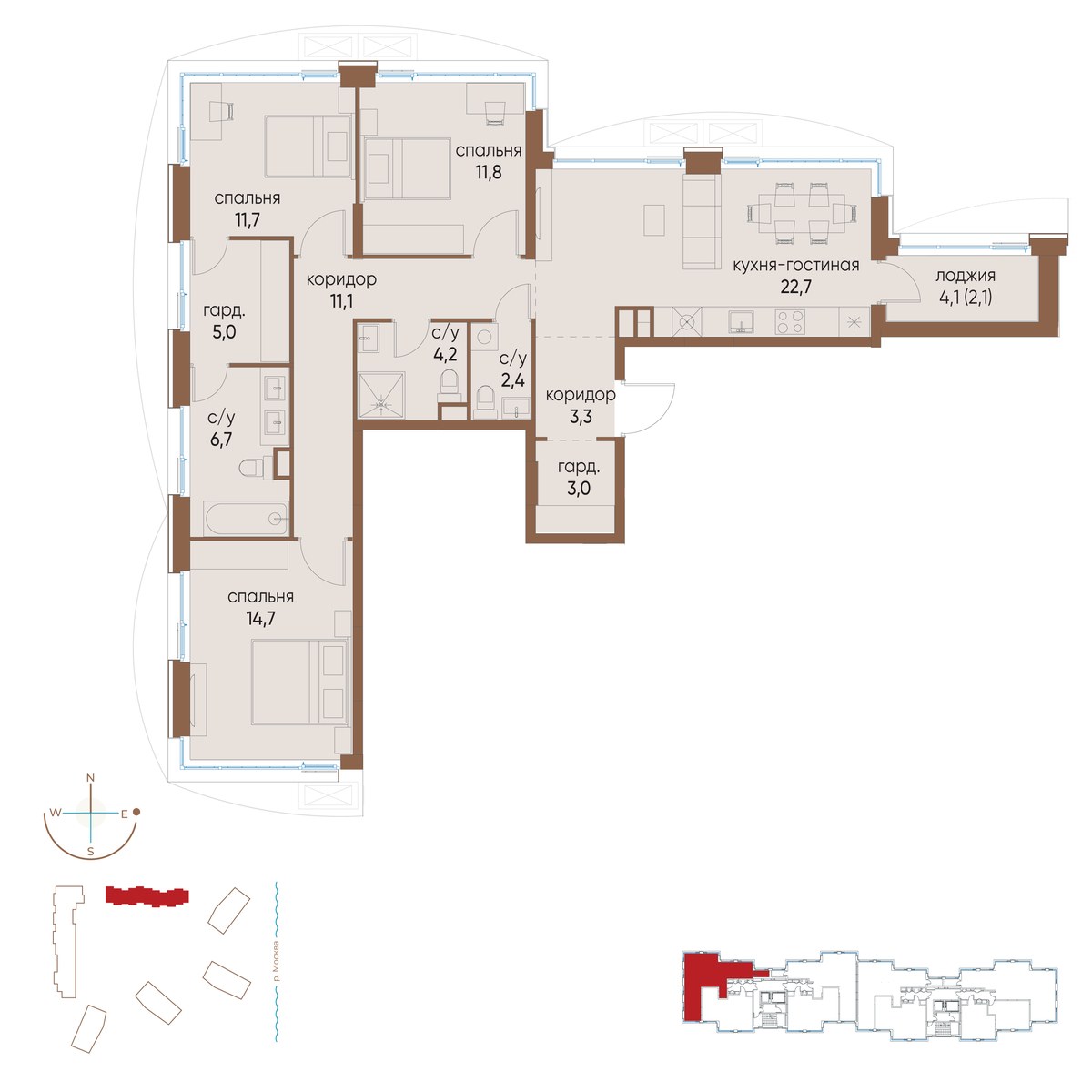 Планировка 98.7 м²