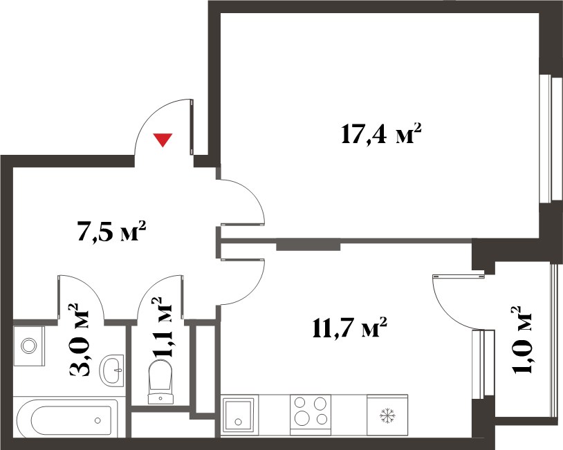 Планировка 41.0 м²