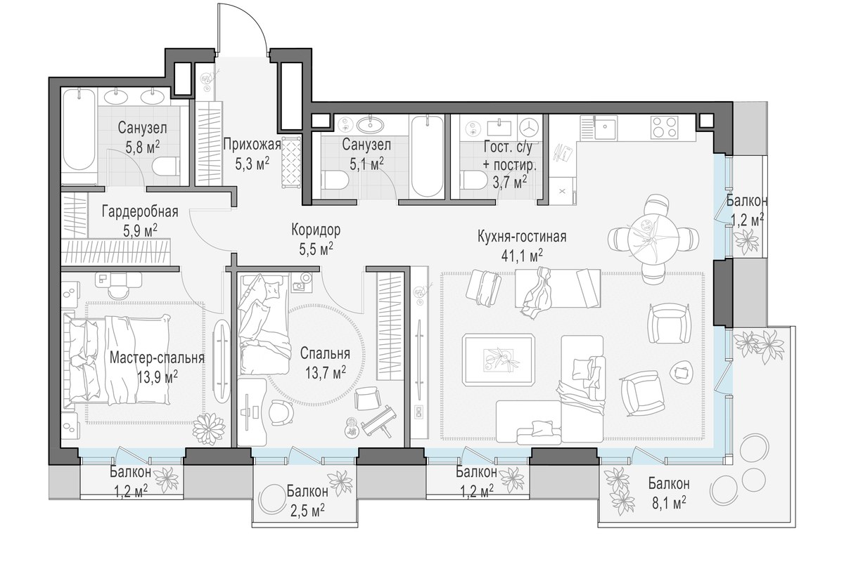 Планировка 103.8 м²