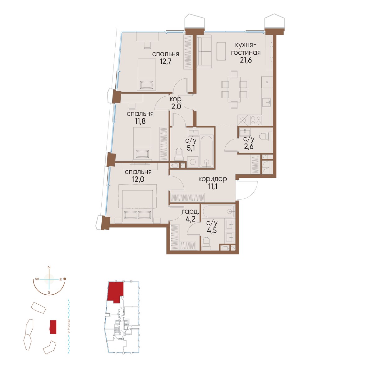 Планировка 87.6 м²