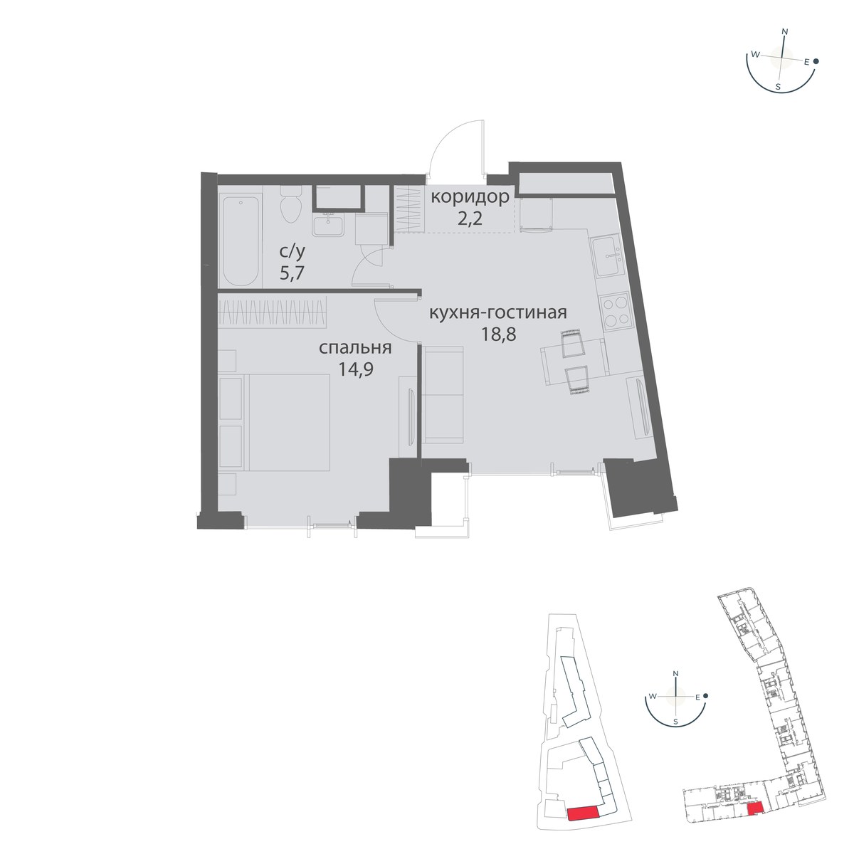 Планировка 41.6 м²