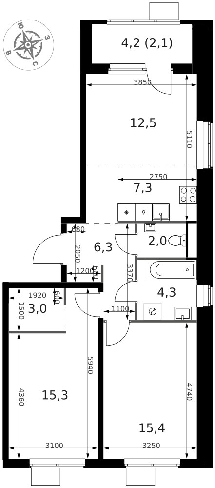 Планировка 68.2 м²