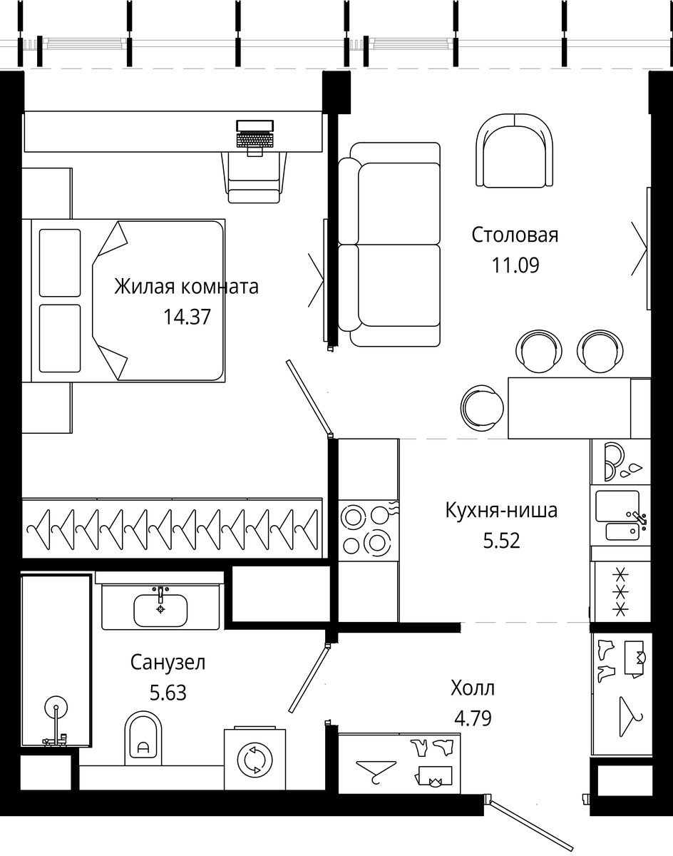 Планировка 41.4 м²