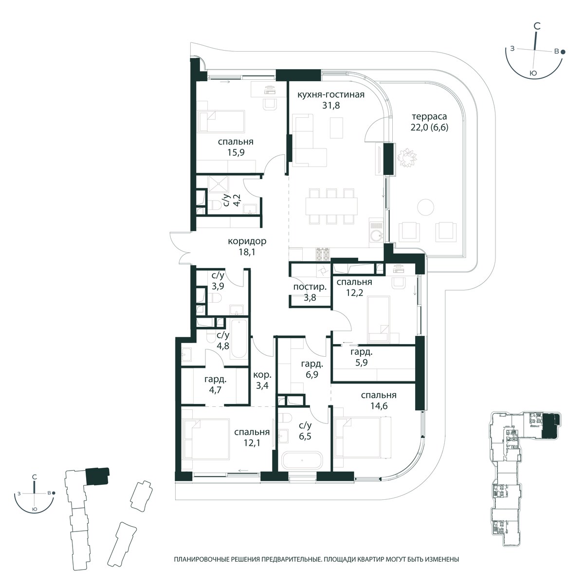 Планировка 155.4 м²
