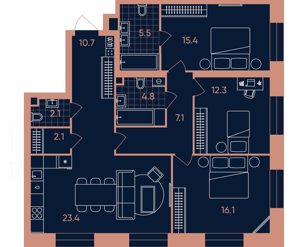 Планировка 99.5 м²