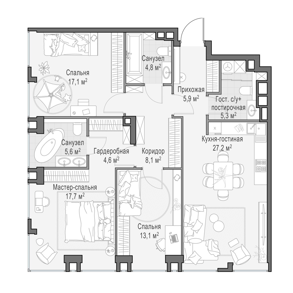 Планировка 108.8 м²