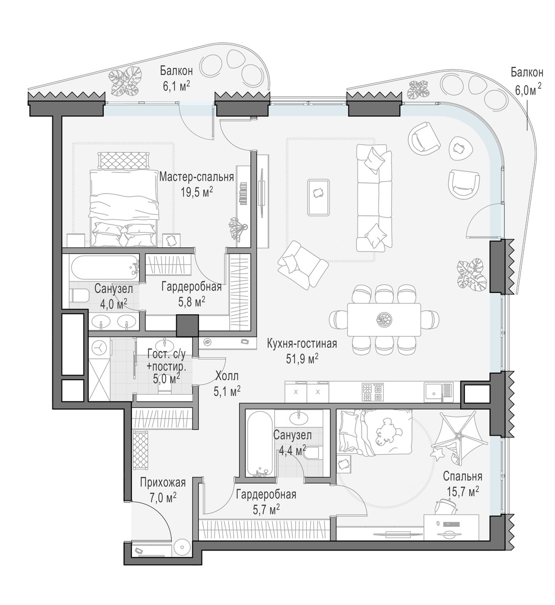 Планировка 127.9 м²