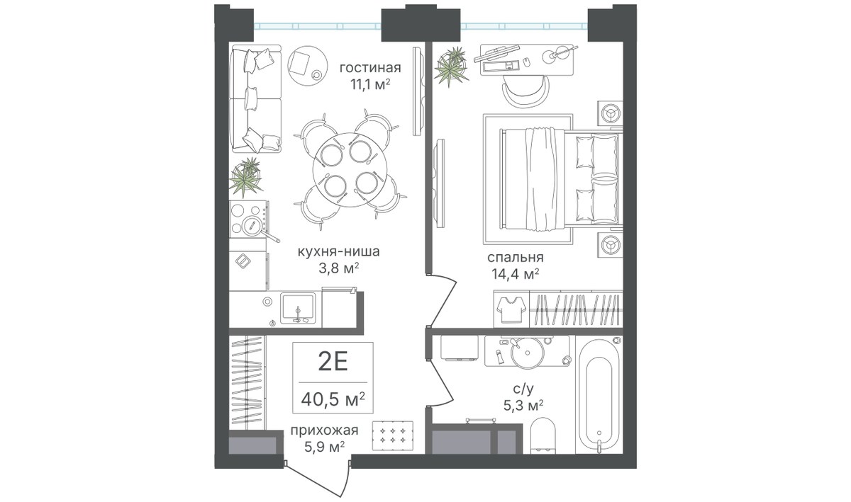 Планировка 40.5 м²