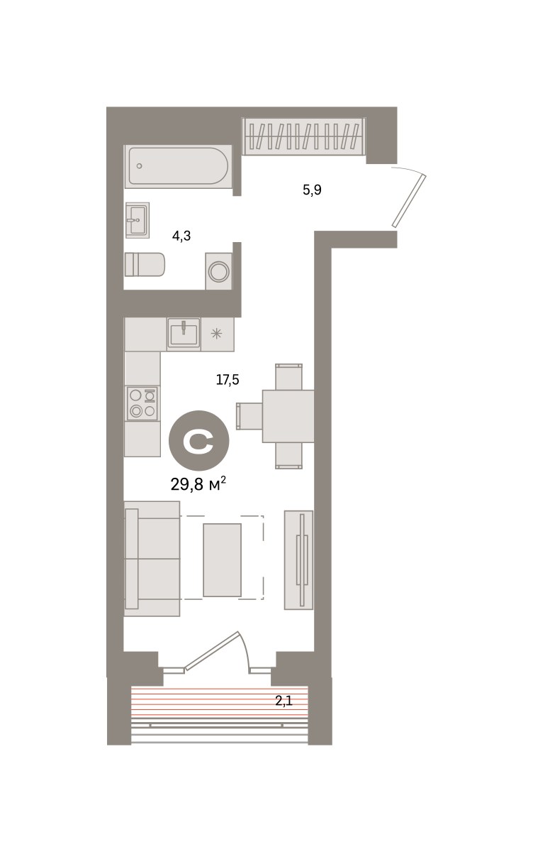 Планировка 29.8 м²