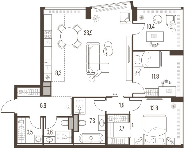 Планировка 104.1 м²