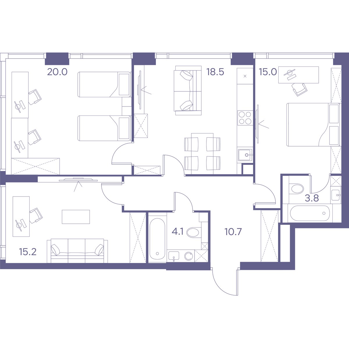 Планировка 87.3 м²
