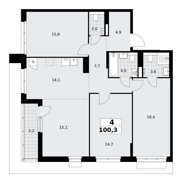 Планировка 100.3 м²