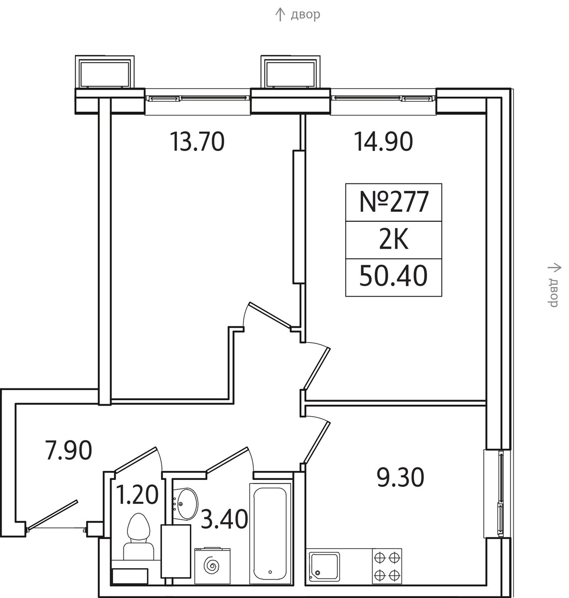 Планировка 50.4 м²