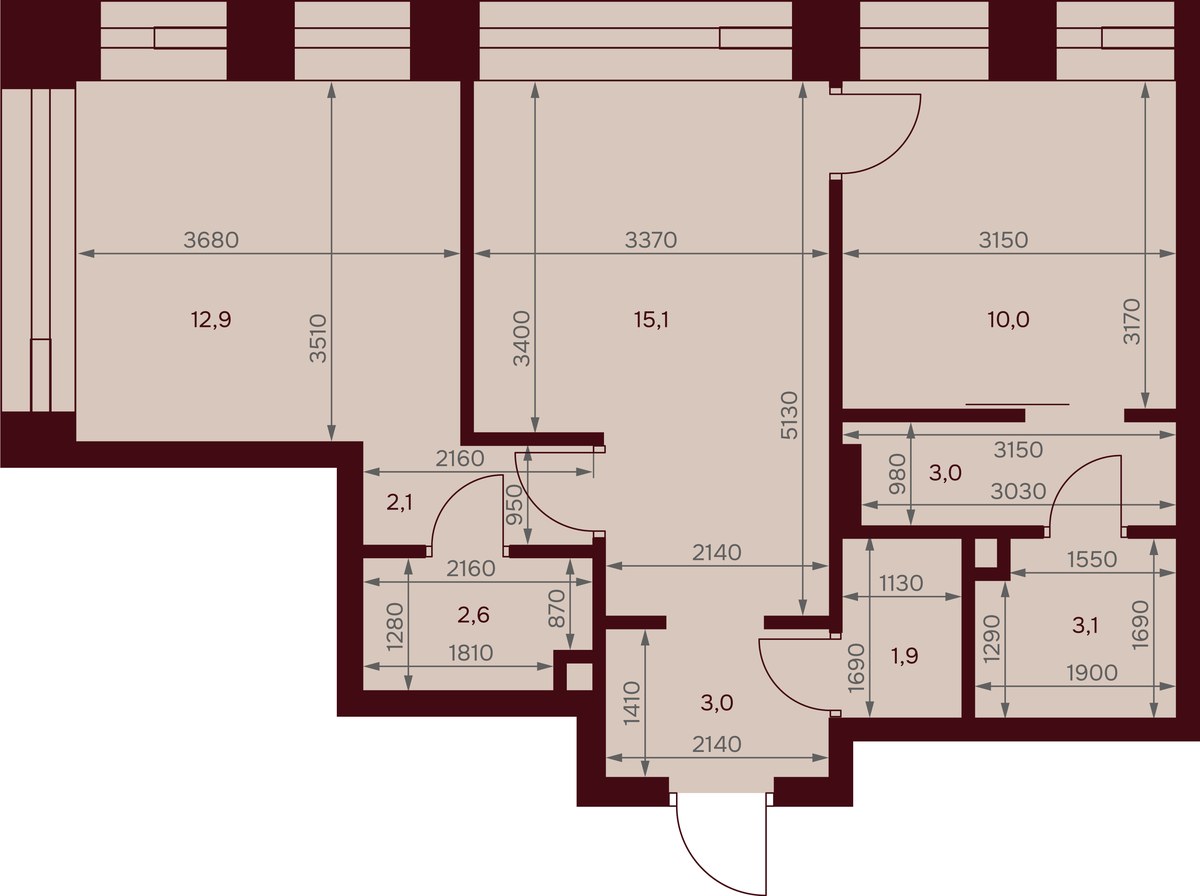 Планировка 53.2 м²