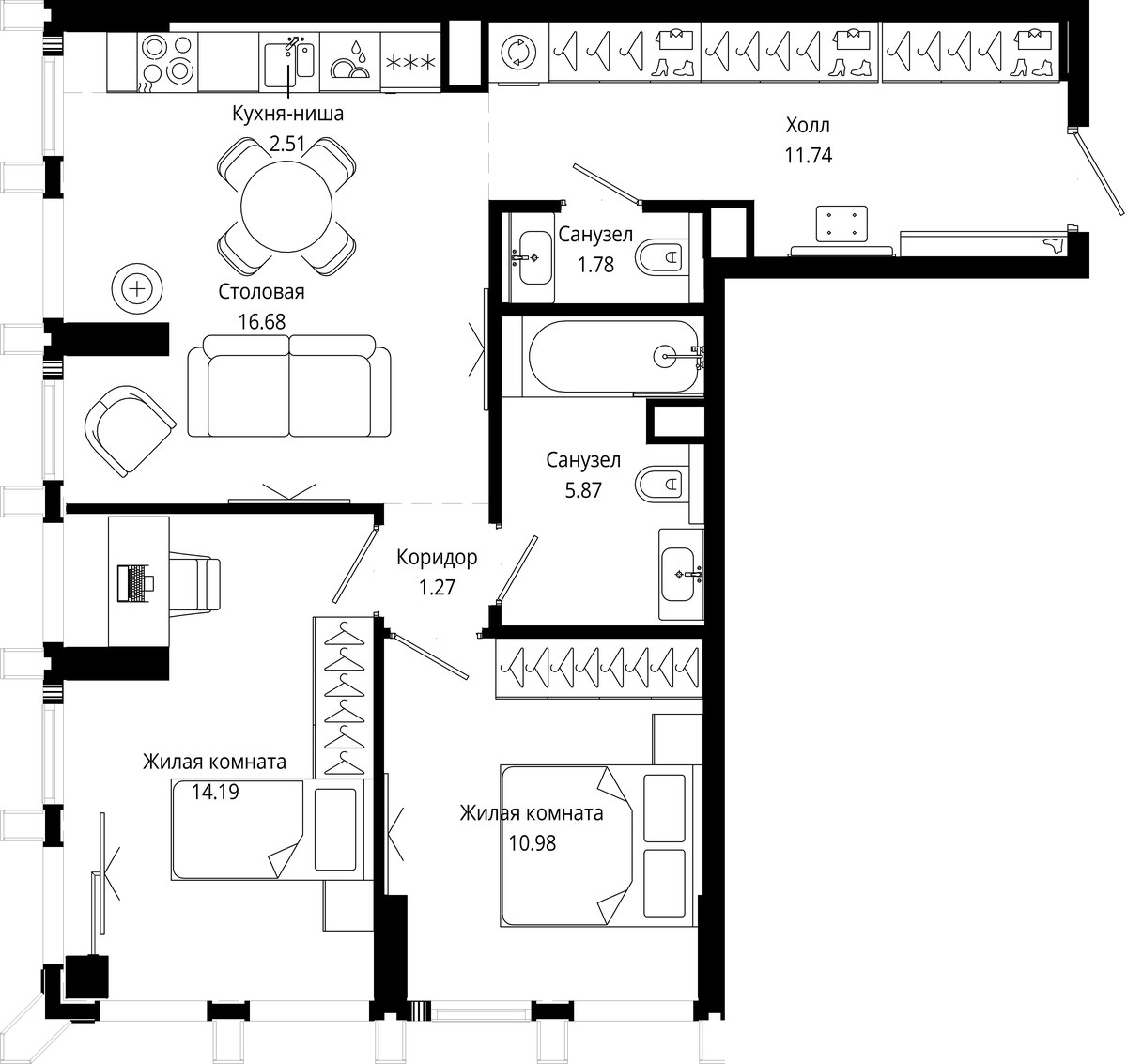 Планировка 65.1 м²