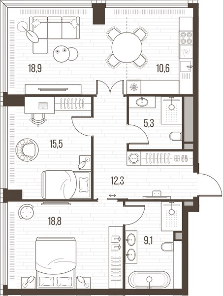 Планировка 90.5 м²