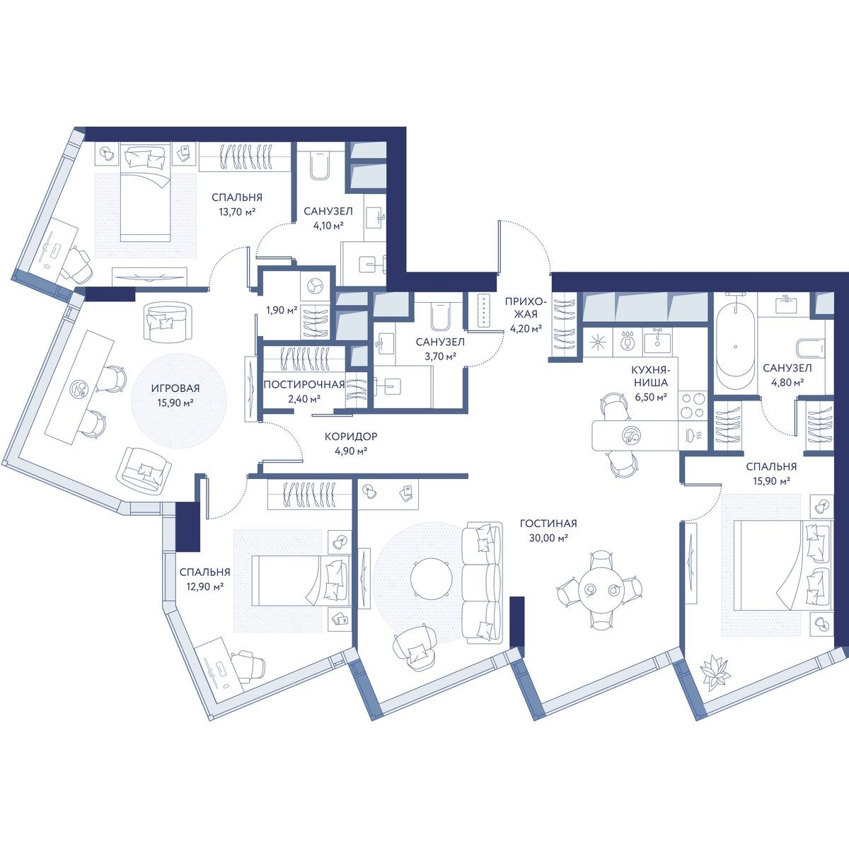 Планировка 120.9 м²