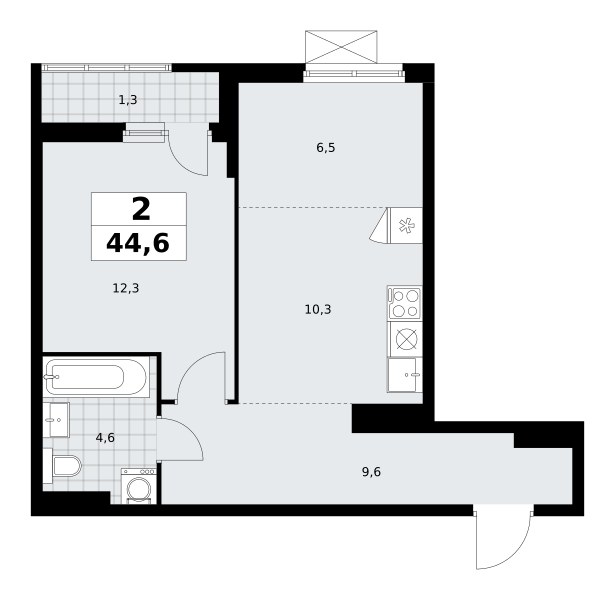 Планировка 44.7 м²