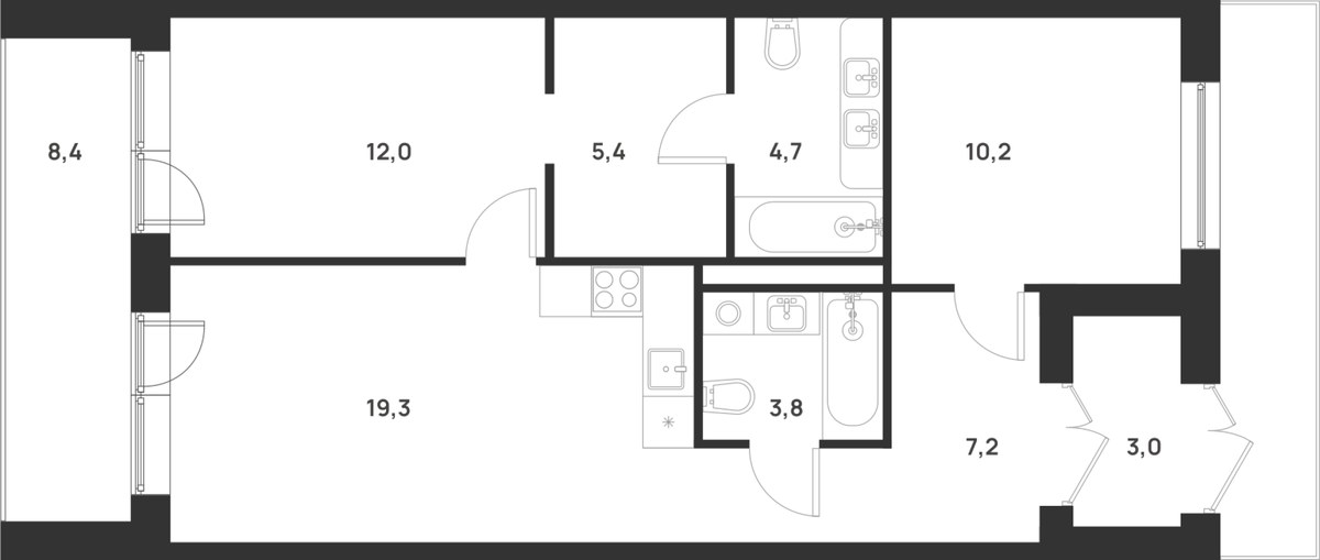 Планировка 68.1 м²