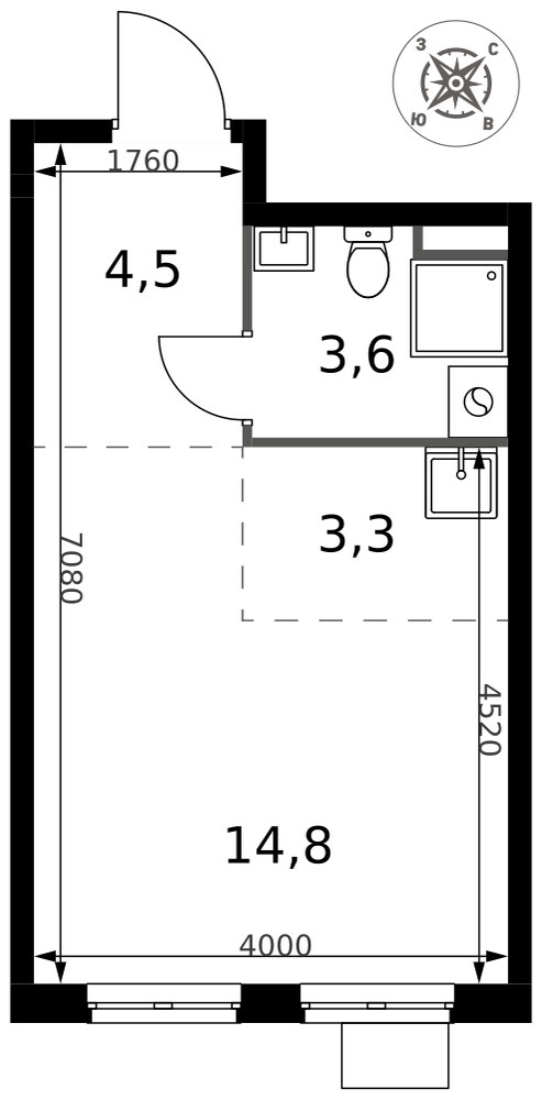 Планировка 26.2 м²