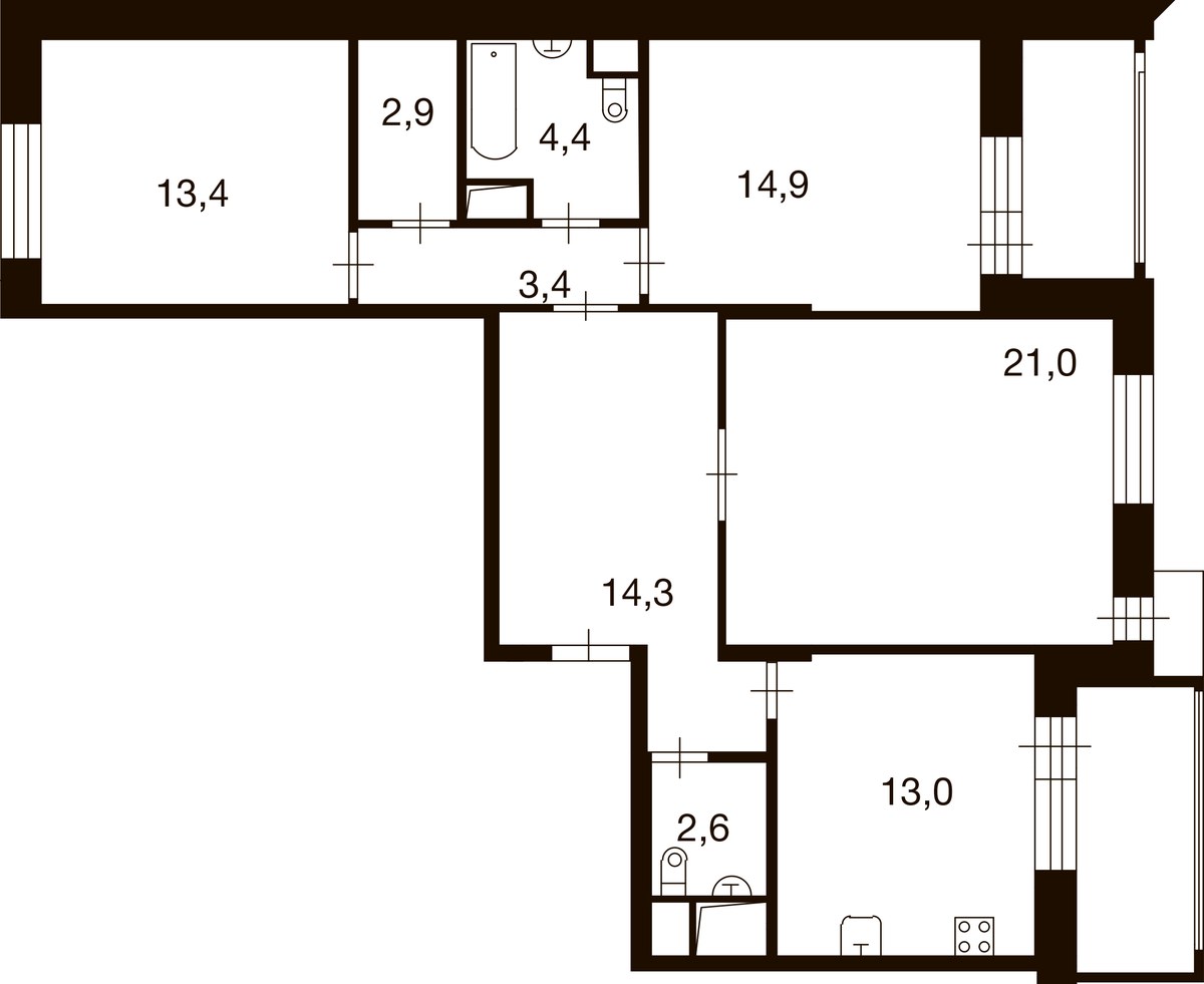 Планировка 90.4 м²