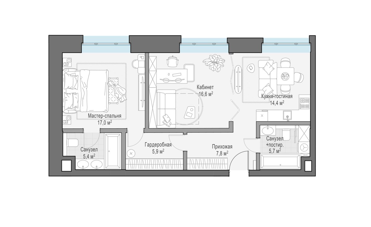 Планировка 76.6 м²
