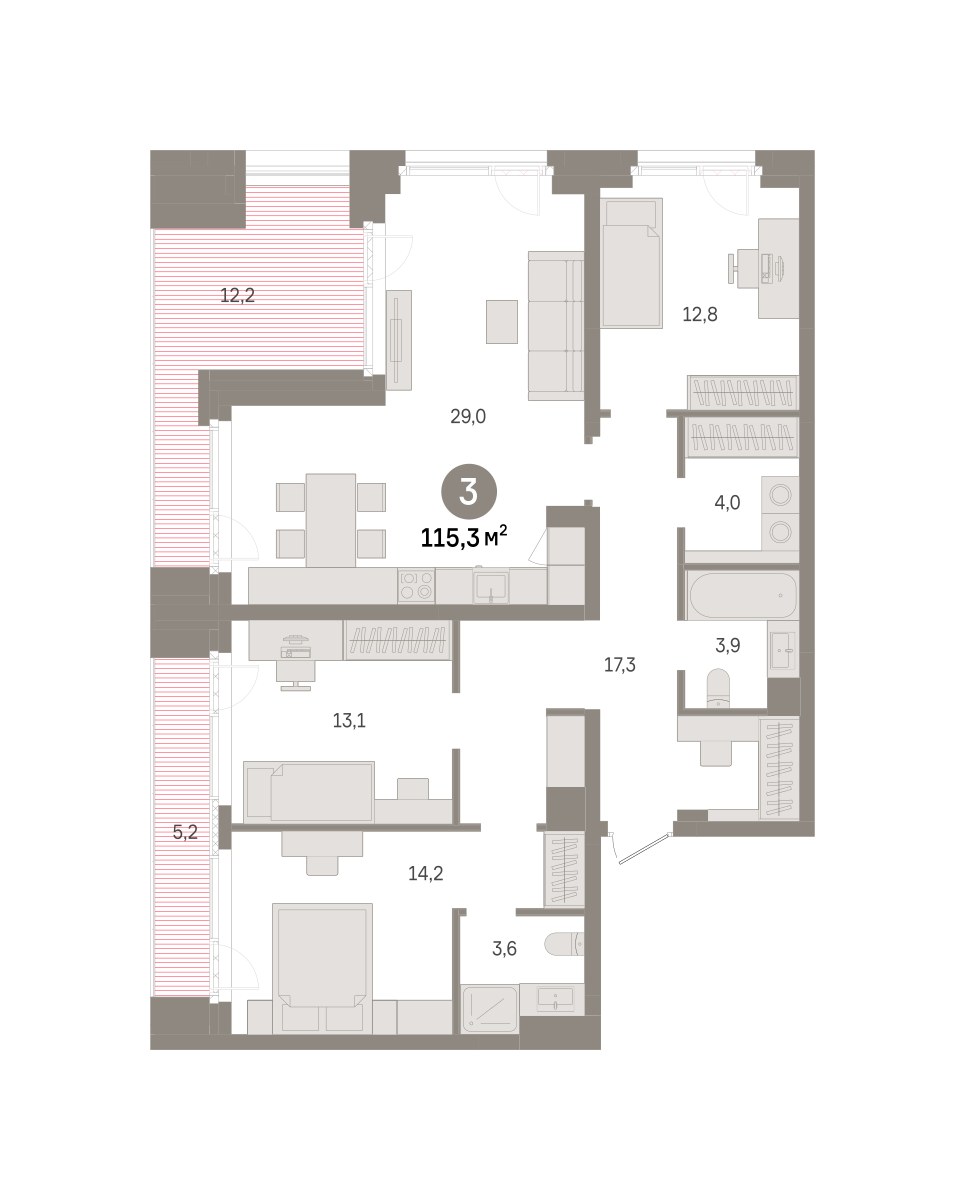 Планировка 115.3 м²