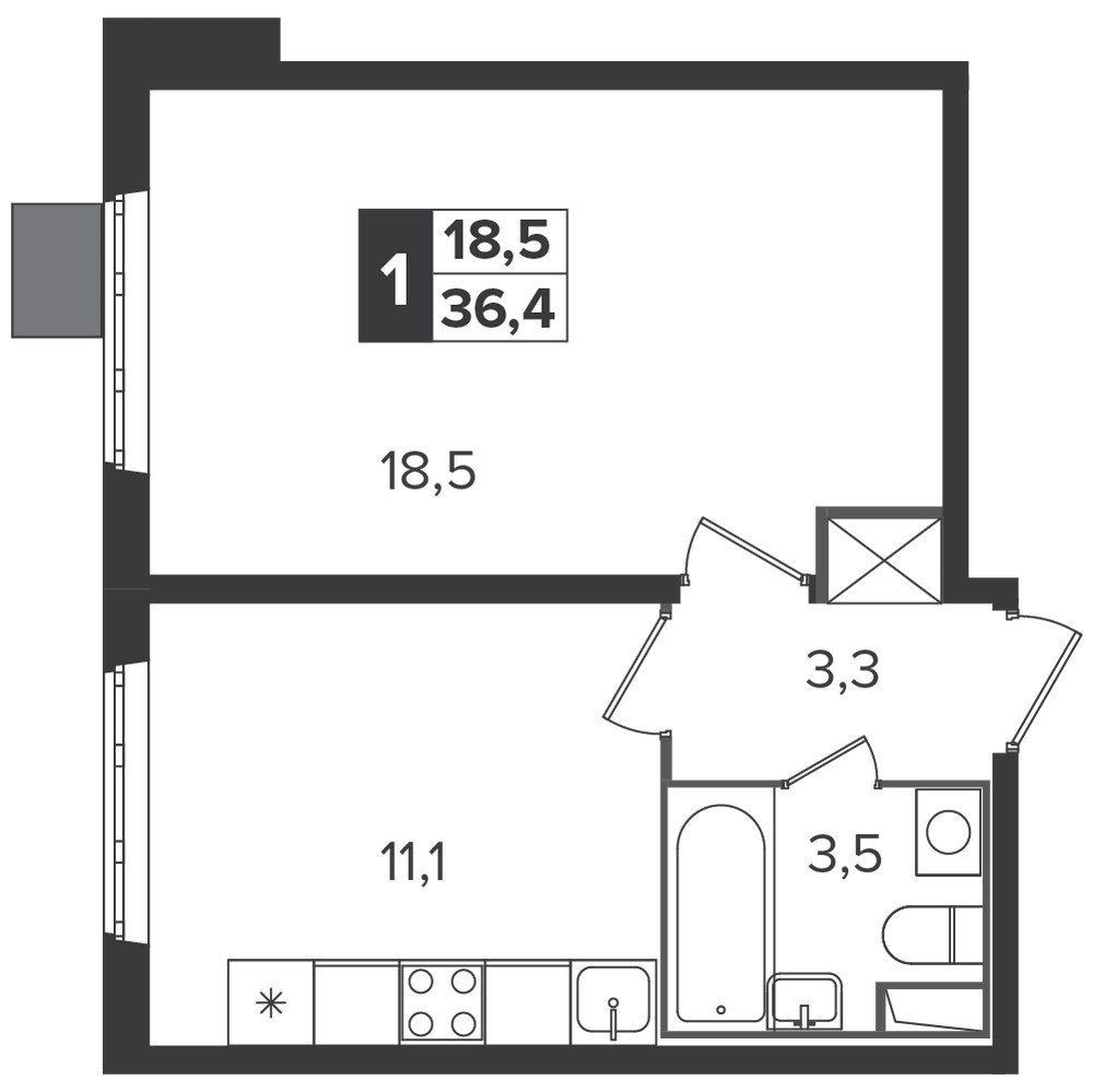 Планировка 36.3 м²