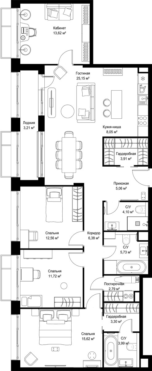 Планировка 125.24 м²