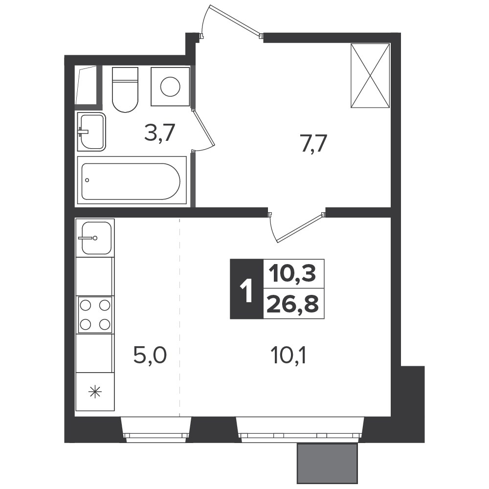 Планировка 26.4 м²