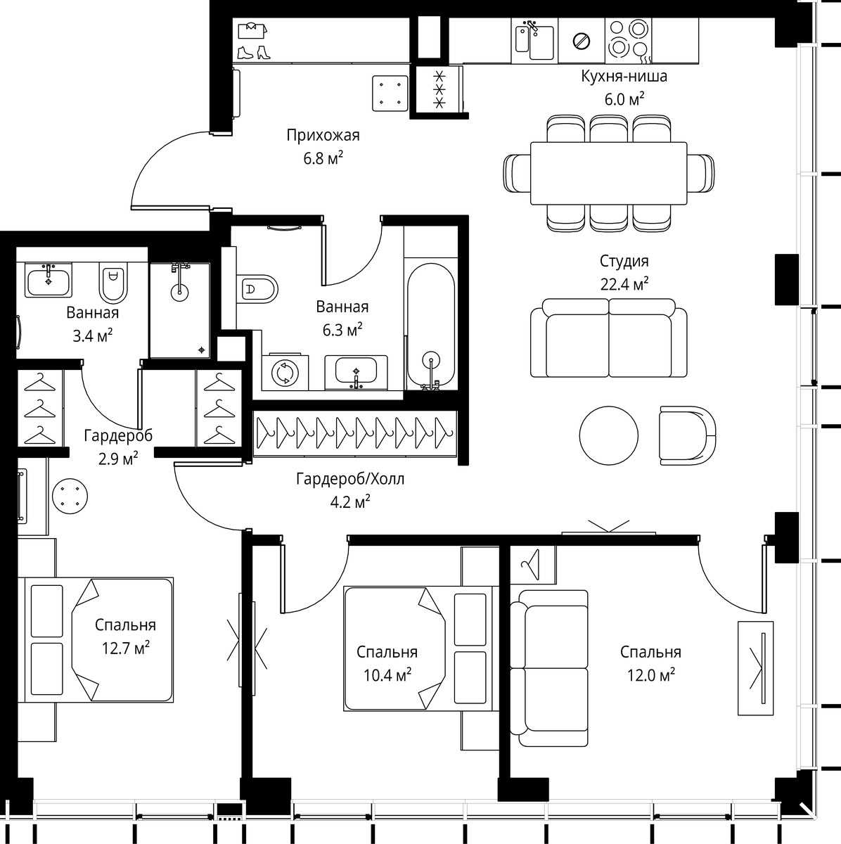 Планировка 87.1 м²