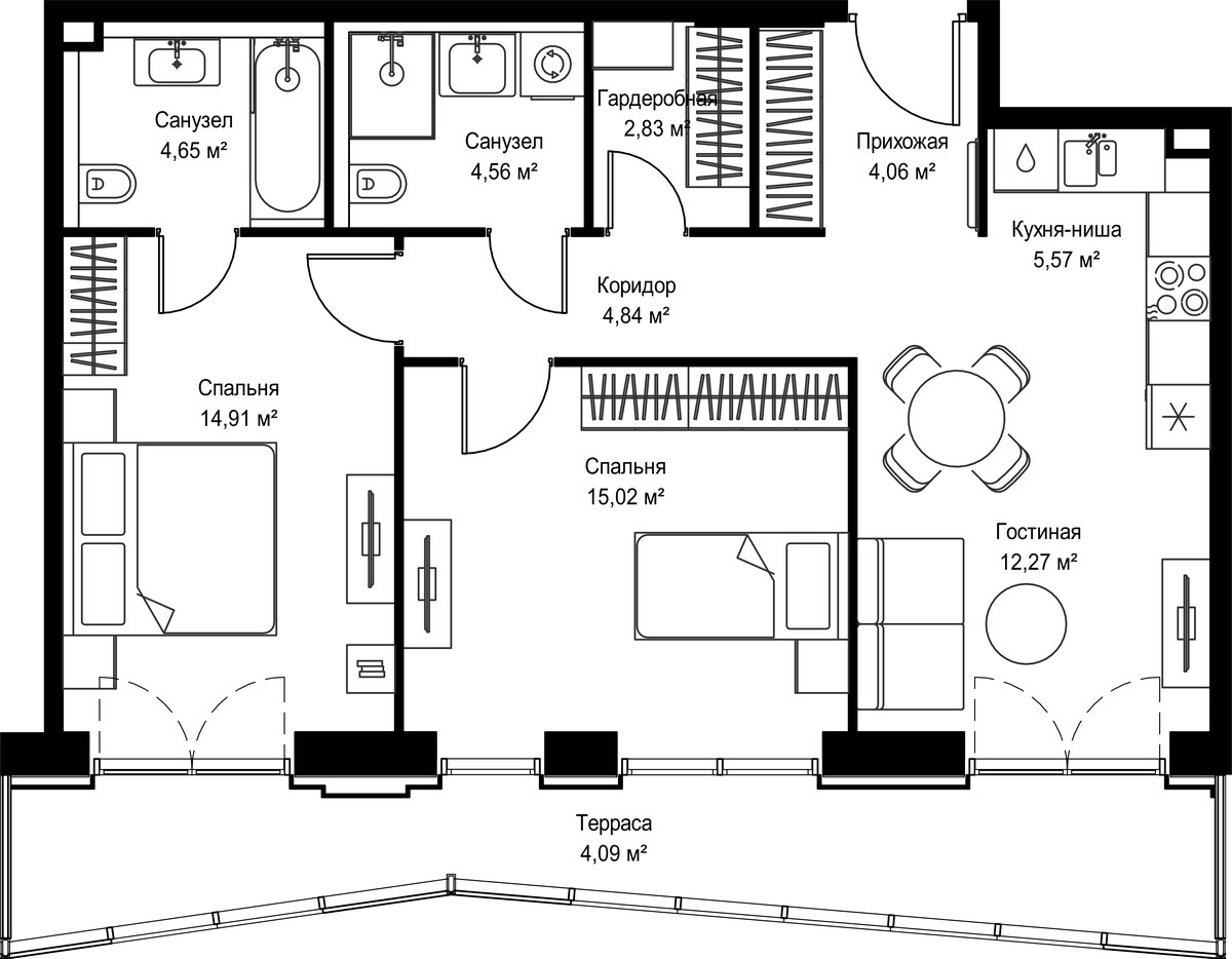 Планировка 72.8 м²