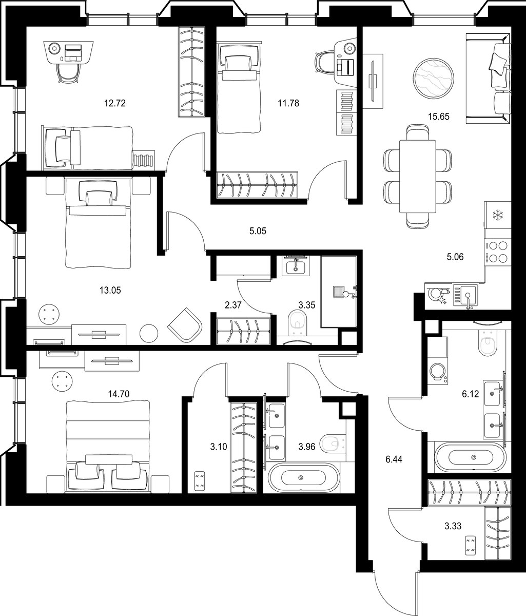 Планировка 106.68 м²