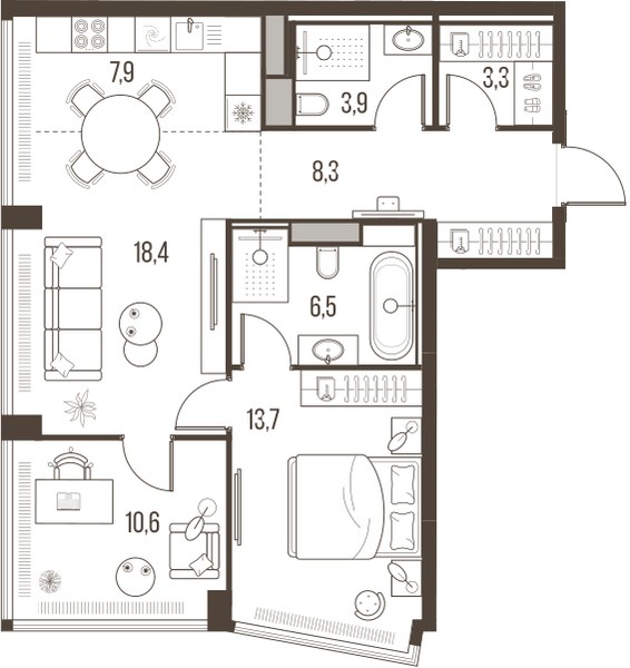 Планировка 72.6 м²