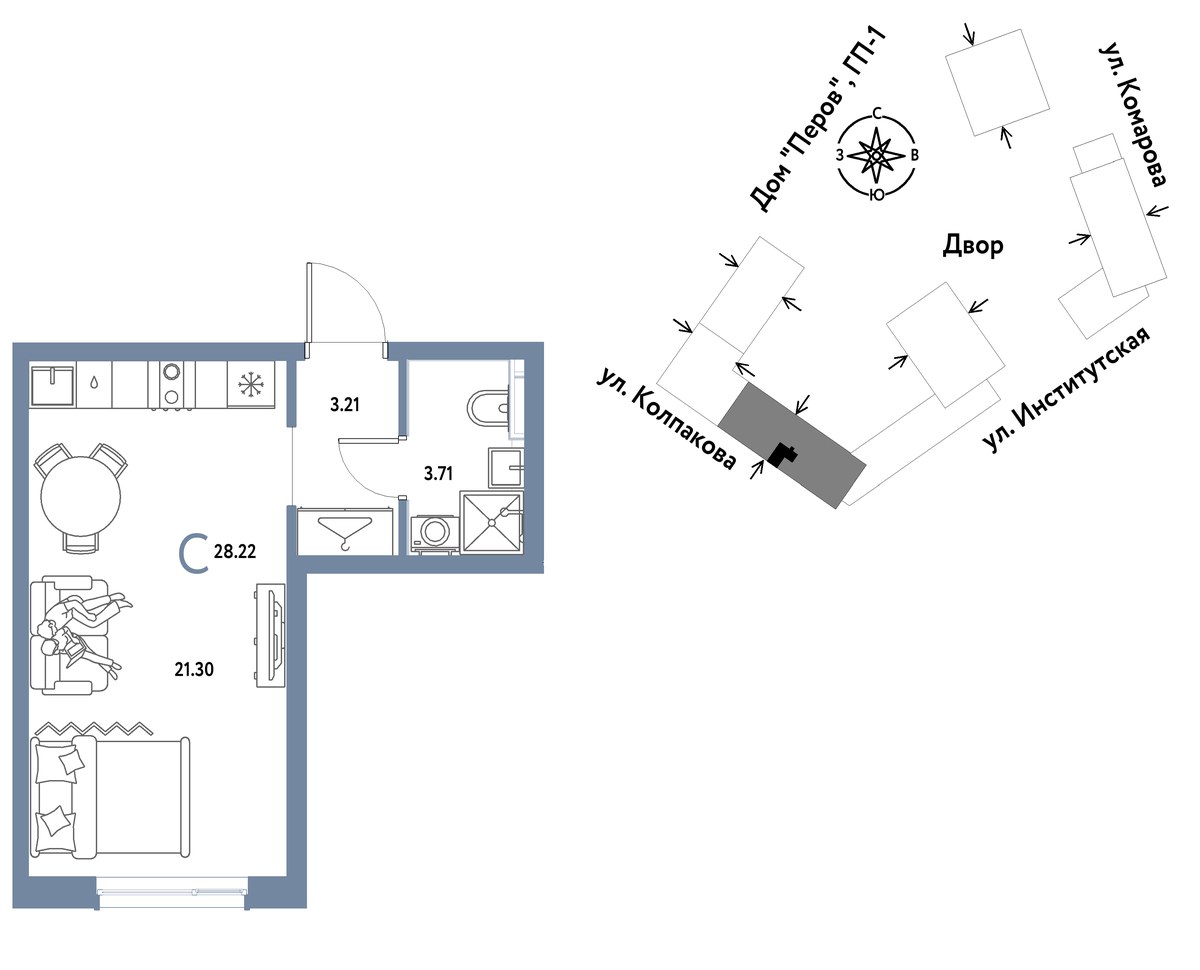 Планировка 28.22 м²