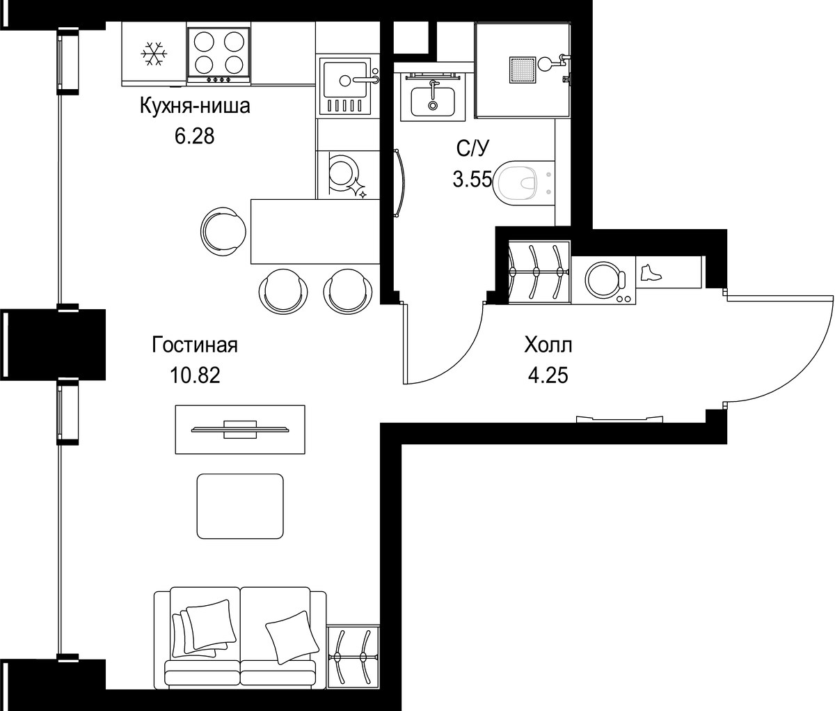 Планировка 24.9 м²