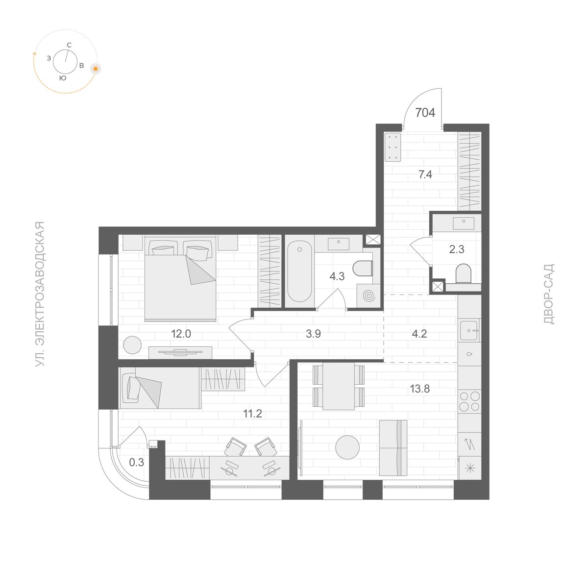 Планировка 59.25 м²