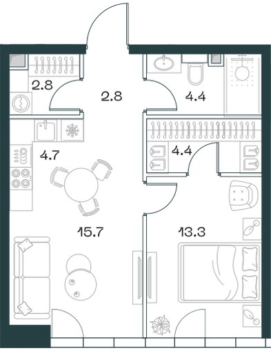 Планировка 48.1 м²