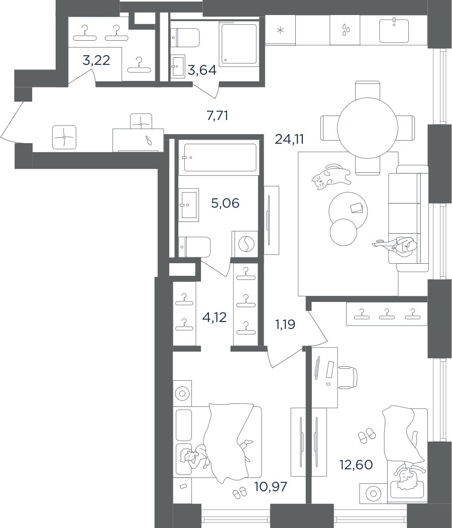 Планировка 72.62 м²