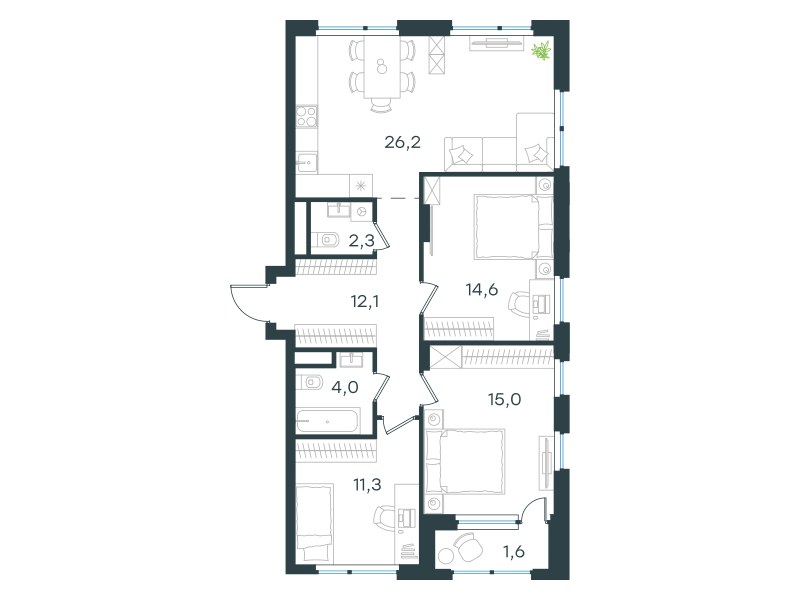 Планировка 87.1 м²