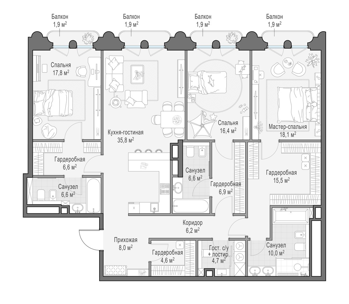 Планировка 166.9 м²